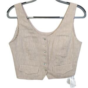 Anthropologie Sovere Cropped Linen Vest Size M